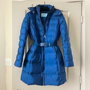 PRADA goose down quilted coat with belt